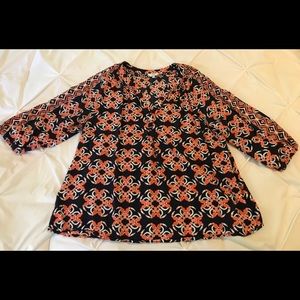 Crown & Ivy Orange & Navy Blue Bird Top